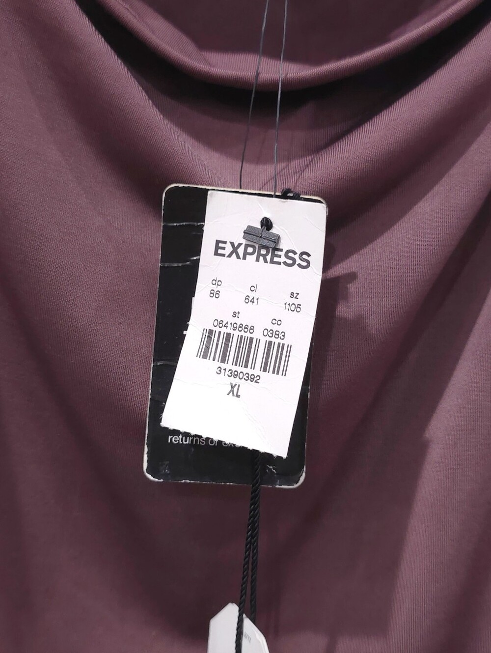 Express Body Contour Drape Cowl Neck Bodysuit, XL New With Tags - Picture 4 of 9